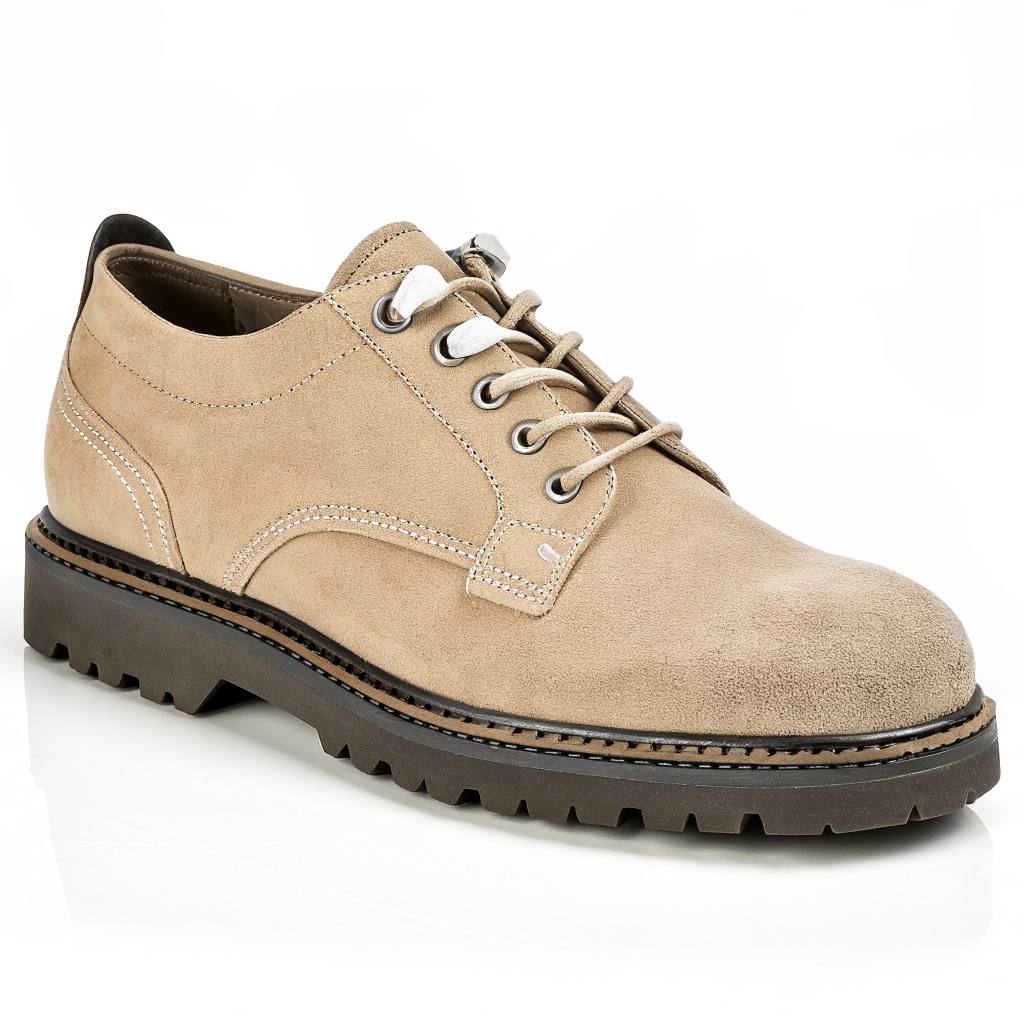 Scarpe Derby Dolevio beige chiaro con suola in gomma antiscivolo, vista tre quarti