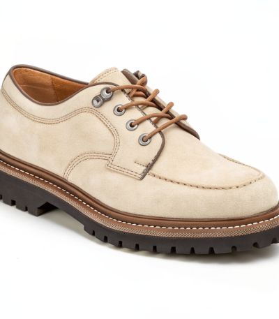 Scarpe Derby Dolevio crema con suola in gomma antiscivolo, vista tre quarti