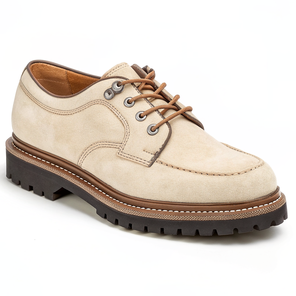 Scarpe Derby Dolevio crema con suola in gomma antiscivolo, vista tre quarti