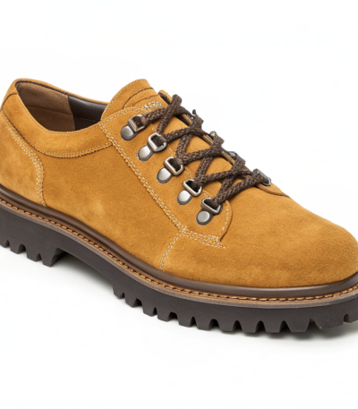 Scarpe Derby Dolevio giallo con suola in gomma antiscivolo, vista tre quarti