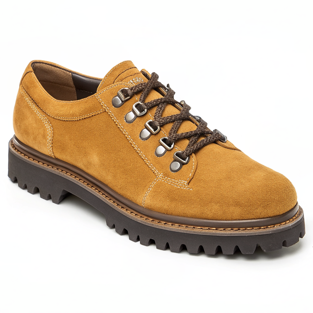 Scarpe Derby Dolevio giallo con suola in gomma antiscivolo, vista tre quarti