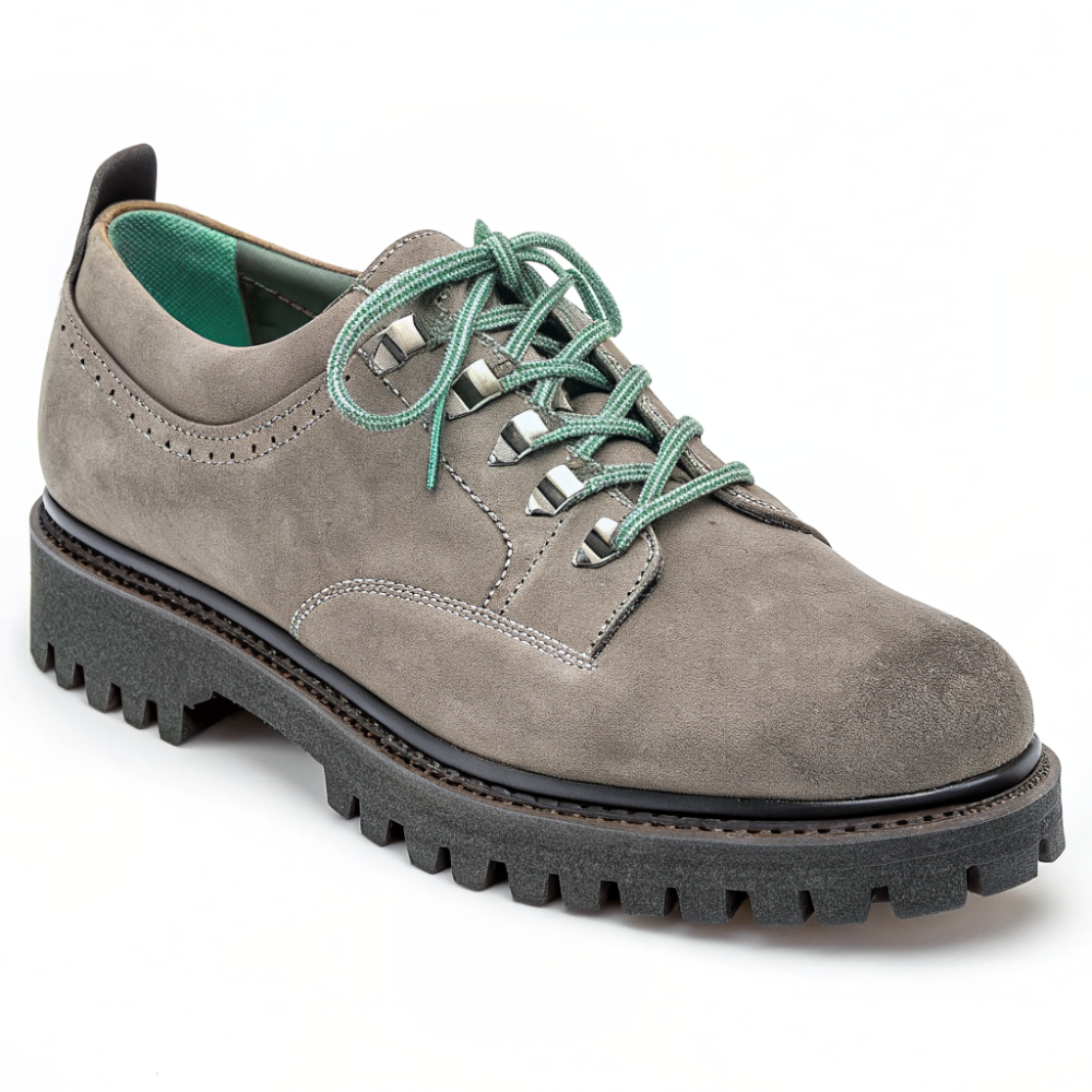 Scarpe Derby Dolevio grigio con suola in gomma antiscivolo, vista tre quarti