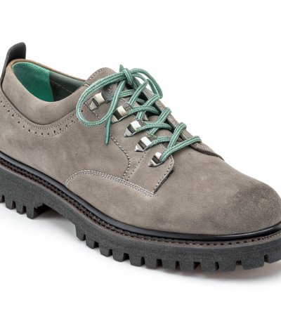 Scarpe Derby Dolevio grigio con suola in gomma antiscivolo, vista tre quarti