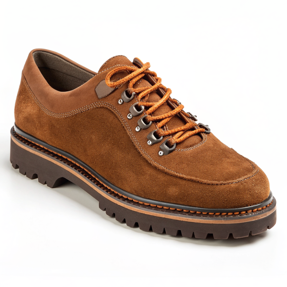 Scarpe Derby Dolevio marrone con suola in gomma antiscivolo, vista tre quarti