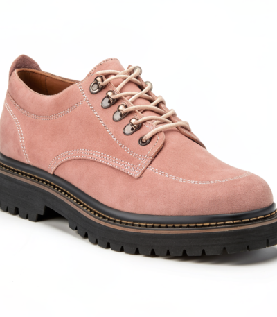 Scarpe Derby Dolevio rosa con suola in gomma antiscivolo, vista tre quarti