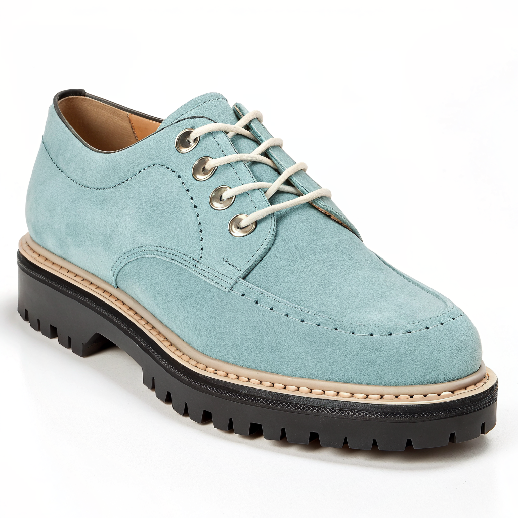 Scarpe Derby Dolevio azzurro chiaro con suola in gomma antiscivolo, vista laterale