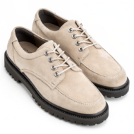 Scarpe Derby Dolevio beige chiaro con suola in gomma antiscivolo, il paio completo