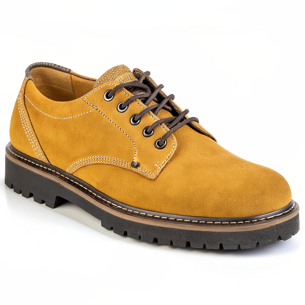 Scarpe Derby Dolevio giallo con suola in gomma antiscivolo, vista laterale