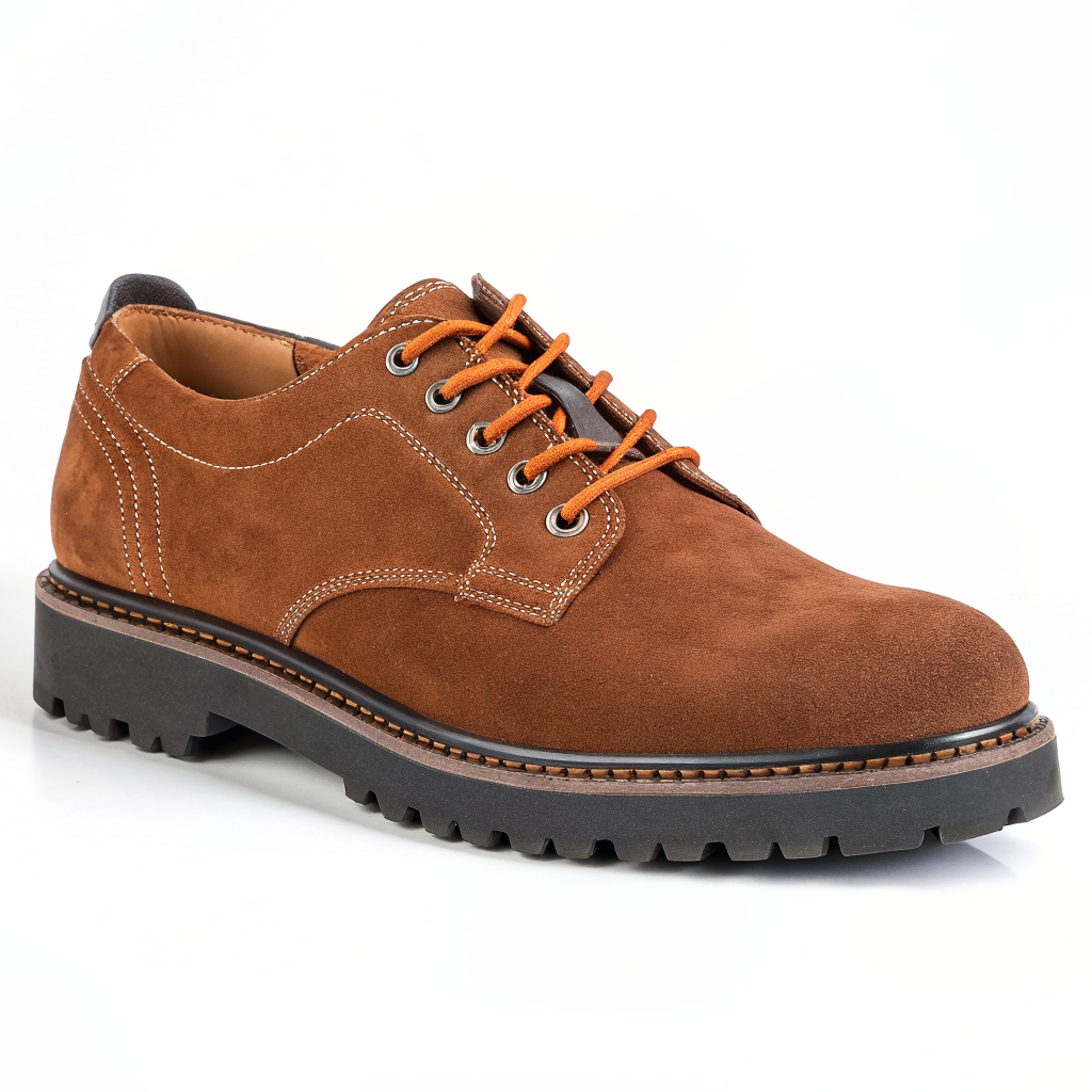 Scarpe Derby Dolevio marrone con suola in gomma antiscivolo, vista laterale