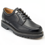 Scarpe Derby Dolevio nero in pelle liscia con suola in gomma antiscivolo, vista laterale
